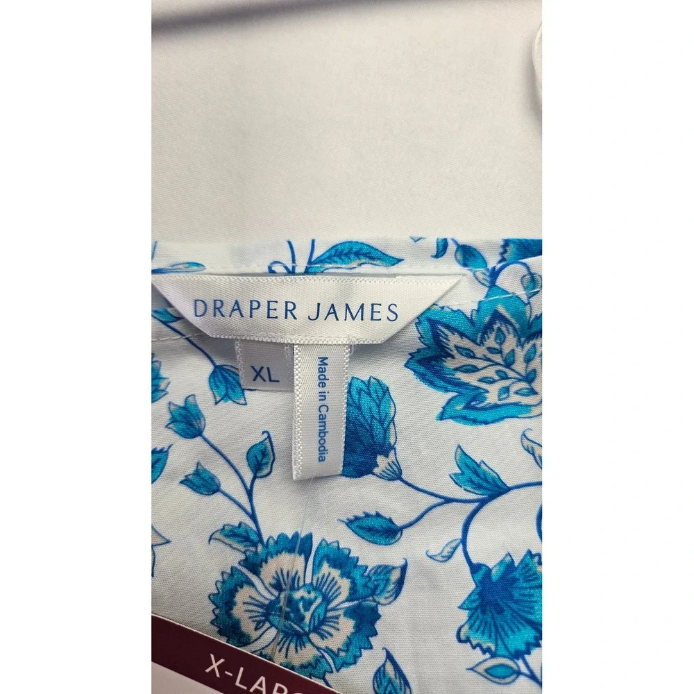 Draper James Blue White Floral Smocked Maxi Dress Ruffle Strap XL New - Picture 3 of 3